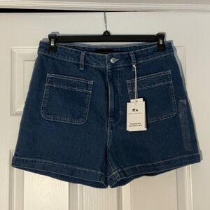 Dark Blue Jean Shorts with Front Pockets